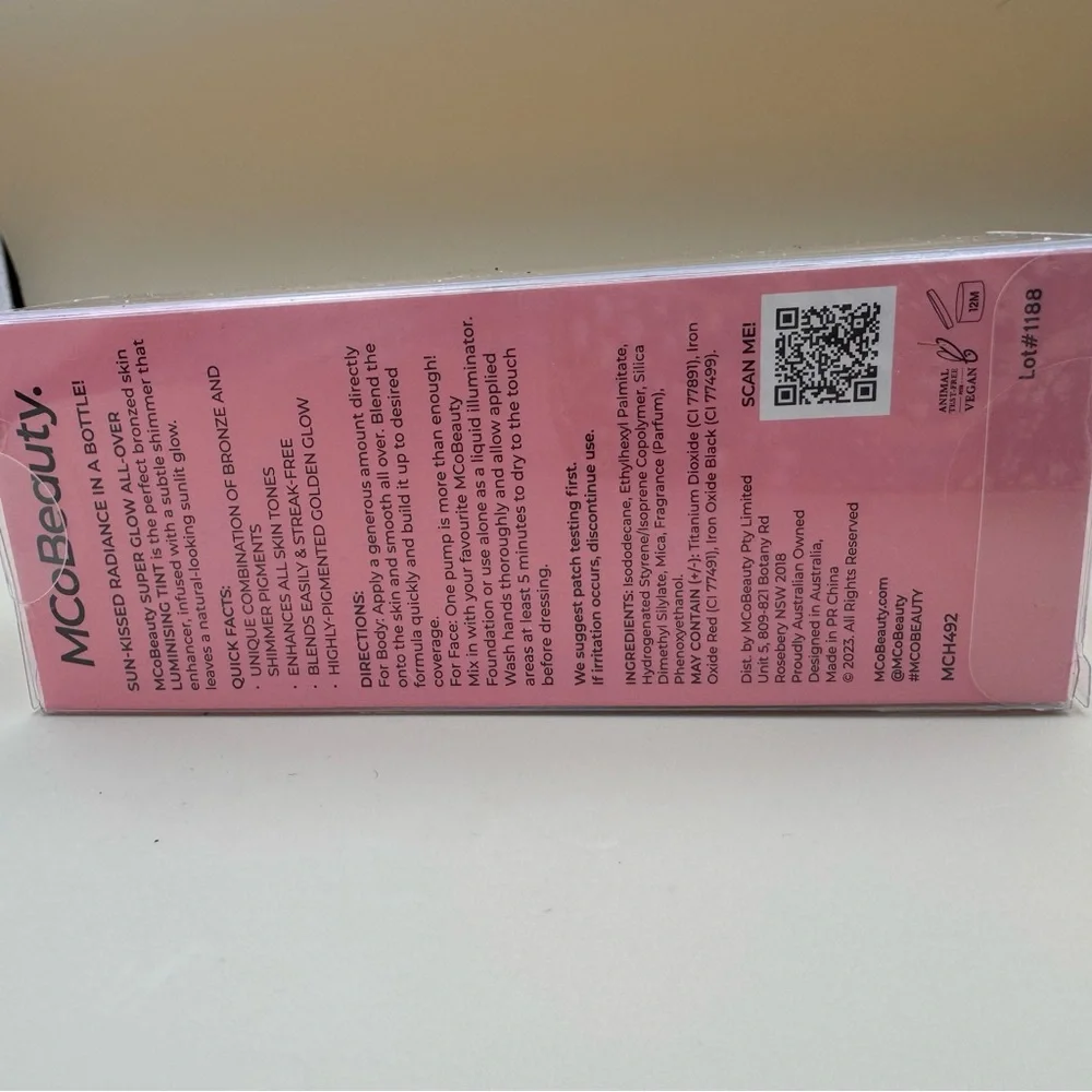 MCoBeauty. Super Glow All-Over Luminising Tint Face & Body 2.53 Oz NEW